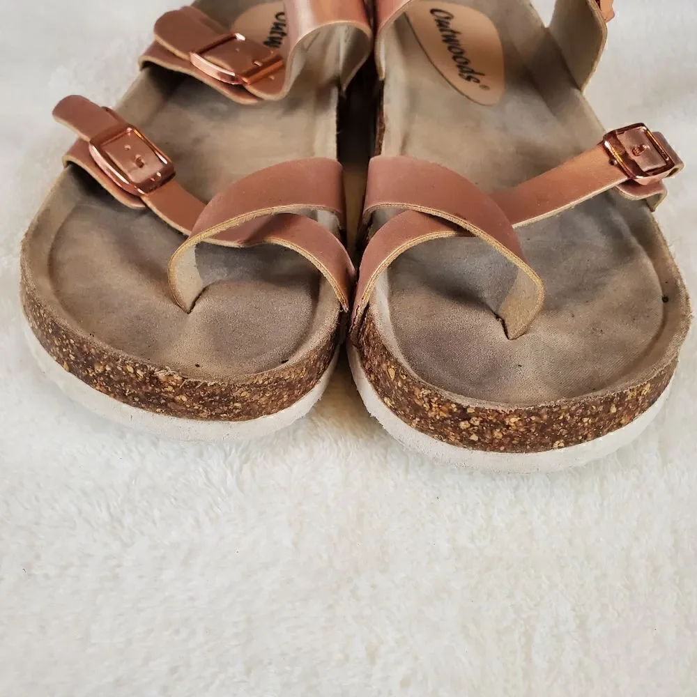 Outwoods Rose Gold Slip On Sandals Size 8
